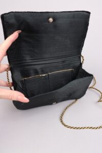 Black Peacock Velvet Zardozi Clutch Bag - Image 7