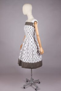 1950s White Taupe Cotton Dress | XS - Image 7
