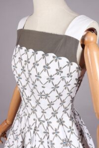 1950s White Taupe Cotton Dress | XS - Image 5