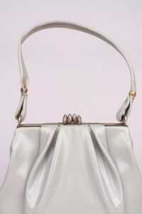 1940-50s Grey Faux Leather Handbag - Image 5