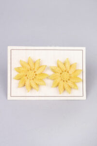 1950s Large Yellow Floral Earrings - Image 2