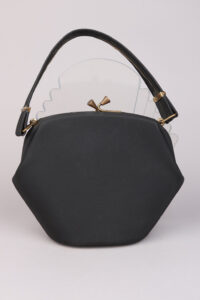 1940s Black Gold Kiss Lock Closure Bag