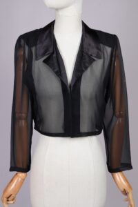 Black Sheer Cropped Blouse Jacket | S-M - Image 3
