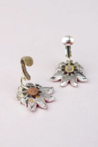 1960s Red & Silver Floral Clip Earrings - Afbeelding 7