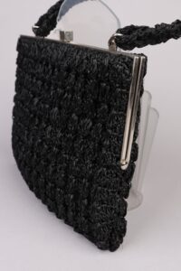 1960s Silver & Black Raffia Handbag - Image 7