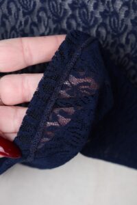 Navy Blue Floral Lace Polo Top | L - Image 9