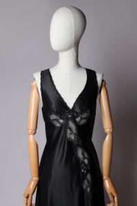 Long Black Night Gown Slip Dress | M - Afbeelding 3