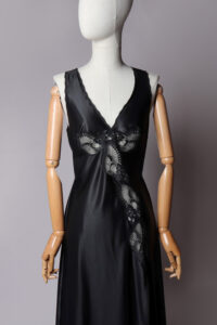 Long Black Night Gown Slip Dress | M - Afbeelding 2