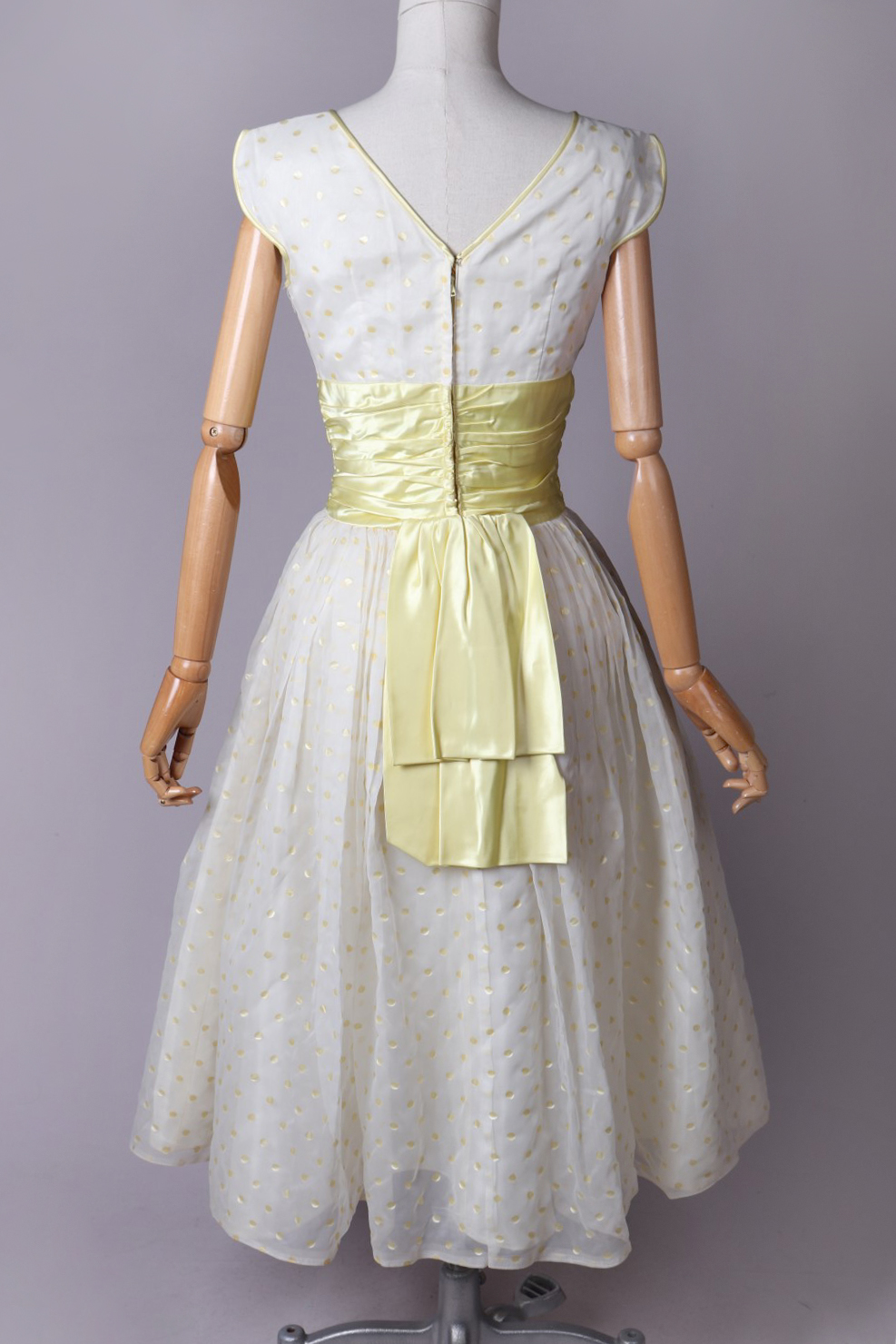 1950s White Yellow Polka Dot Dress | XS - Bobby Pin Boutique 1950s White Yellow Polka Dot Dress | XS - Bobby Pin Boutique