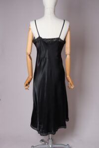 1960s Enpan "Paloma" Black Satin Slip Dress | S - Image 7