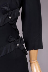 Vintage 1950s Black Silk Ribbon Bow Dress | S - Afbeelding 6
