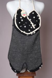 1940-50s Black & Cream Polka Dot Bathing Suit NOS | XS-S - Afbeelding 13