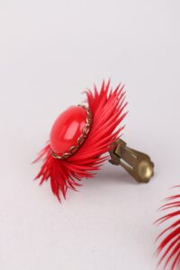 Mid-Century Red Pinwheel Clip Earrings - Afbeelding 7