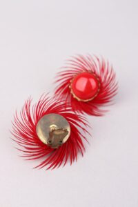 Mid-Century Red Pinwheel Clip Earrings - Afbeelding 5